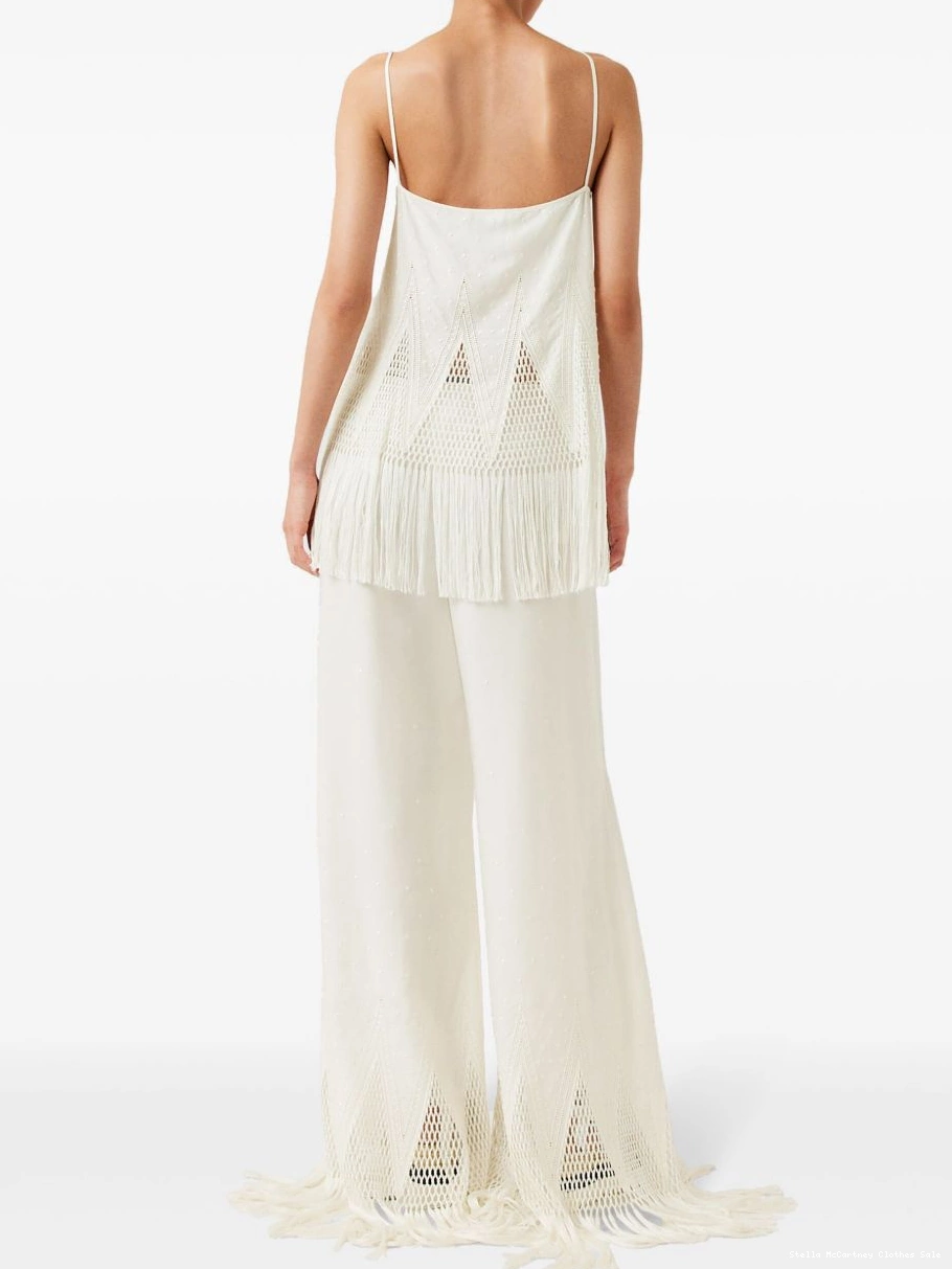 Affordable McCartney Stella Women open-knit fringe pants wide-leg 0808